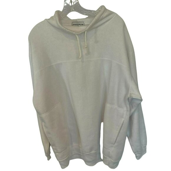 Jennifer Moore Sweatshirt Mock Neck Pullover Long Sleeve White in Large Pockets - Picture 1 of 10